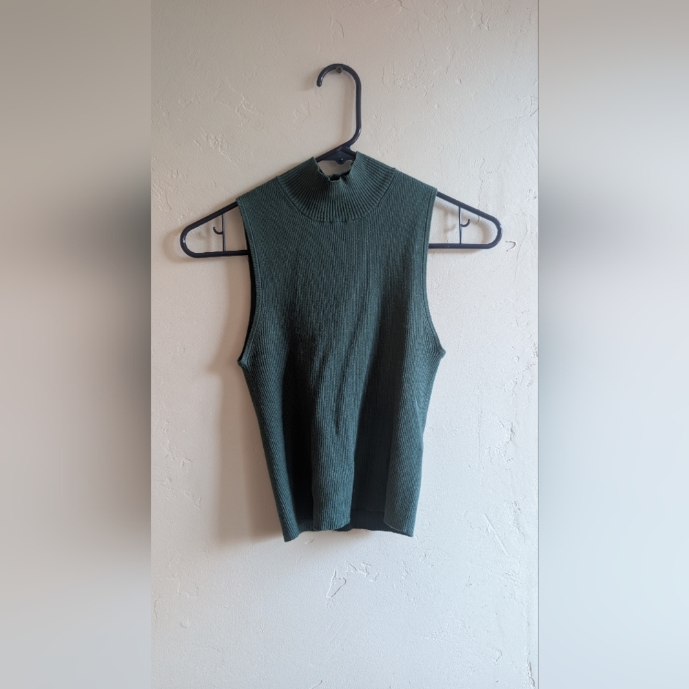 Madewell Cropped Ribbed Mock Neck Sweater Tank - Teal